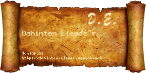 Dahinten Elemér névjegykártya